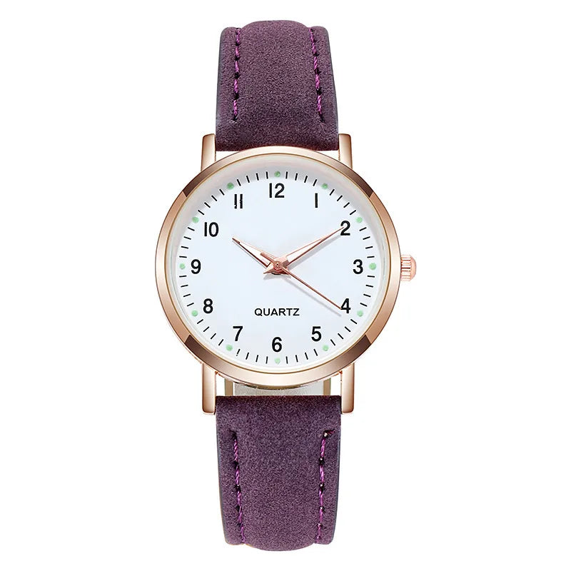 Relógio Feminino de Quartzo de Luxo Luz de Fundo com Pulseira de Couro