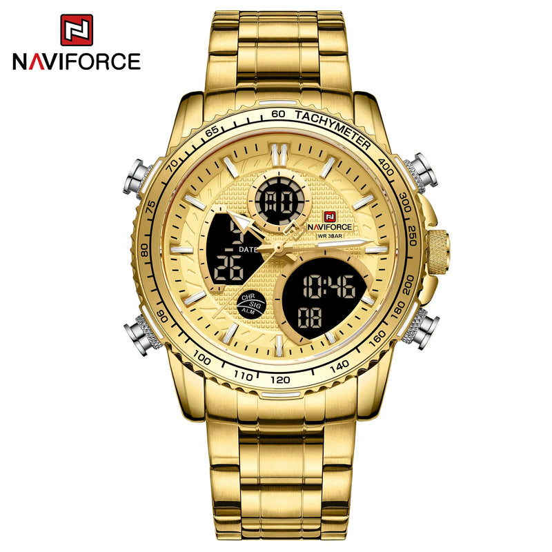 Relógio Masculino Quartzo Militar NAVIFORCE de Luxo Pulseira de Aço À Prova D' Água