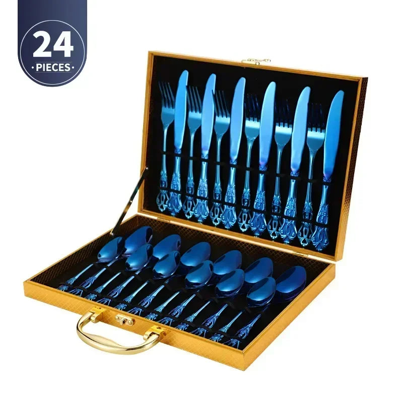 Conjunto de Talheres de Aço Inoxidável Dourado Royal European