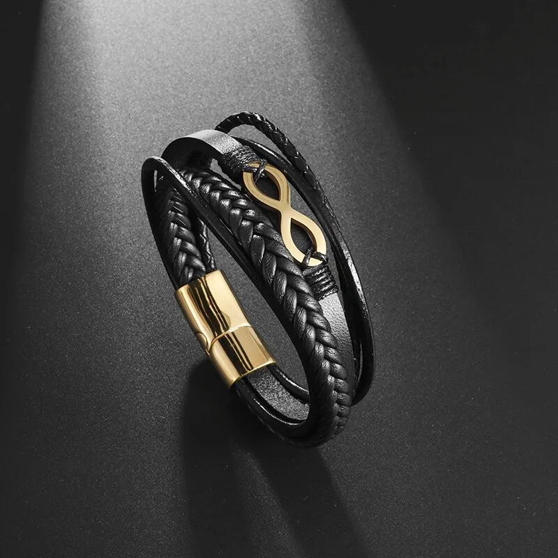 Pulseira de Couro com Fivela de Metal Estilo Motociclista Rock Party