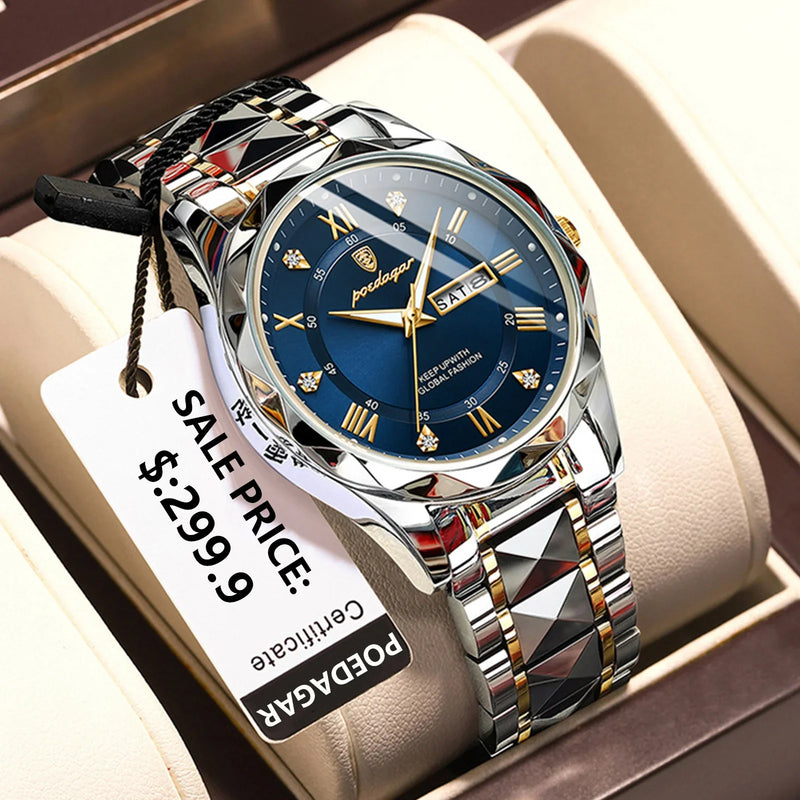 Relógio Masculino POEDAGAR à Prova D' Água Pulseira de Aço Inoxidável