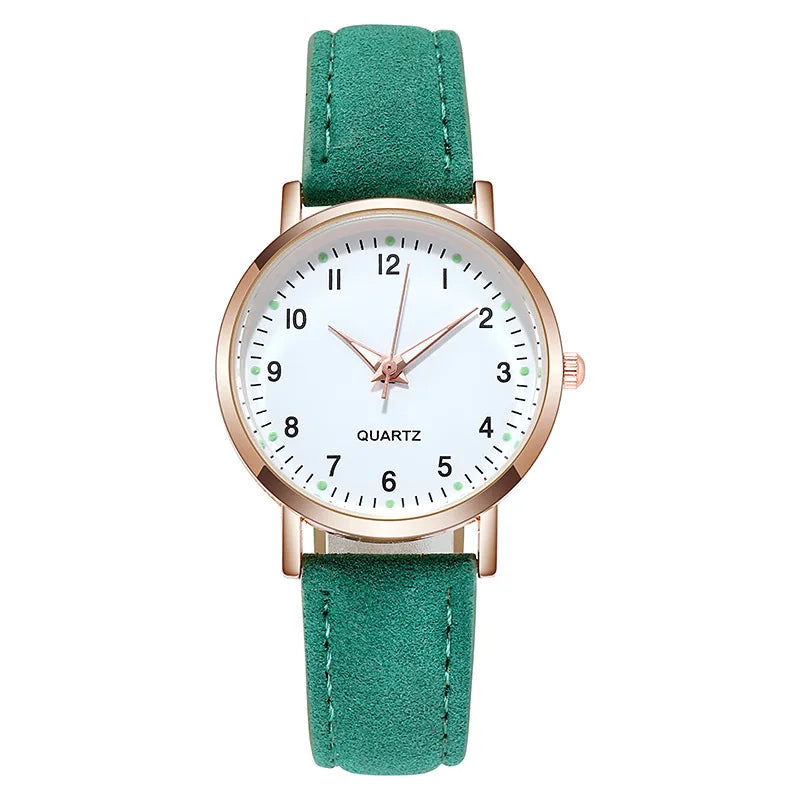 Relógio Feminino de Quartzo de Luxo Luz de Fundo com Pulseira de Couro