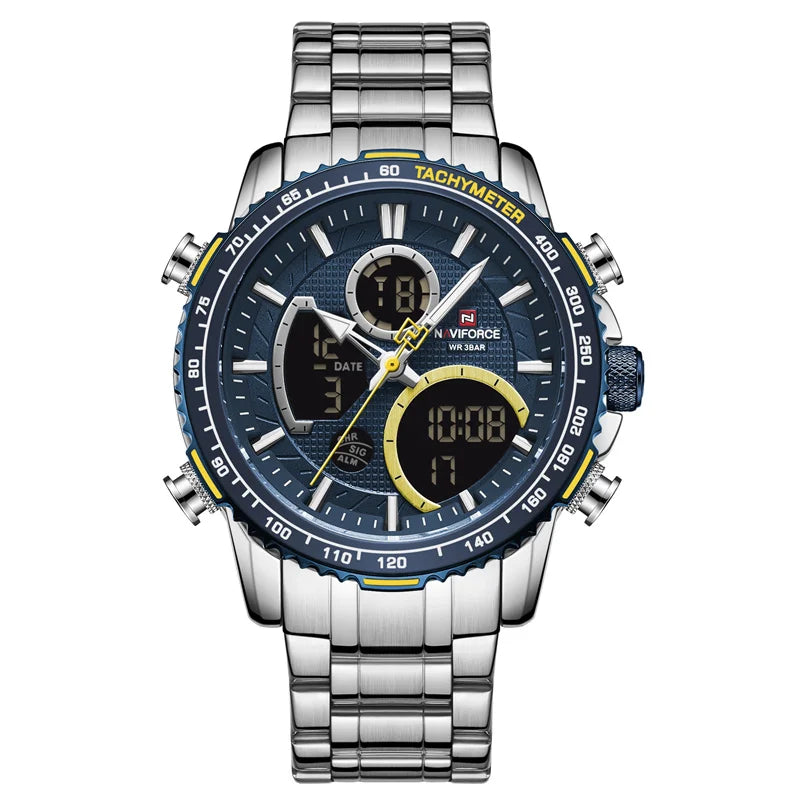 Relógio Masculino Quartzo Militar NAVIFORCE de Luxo Pulseira de Aço À Prova D' Água
