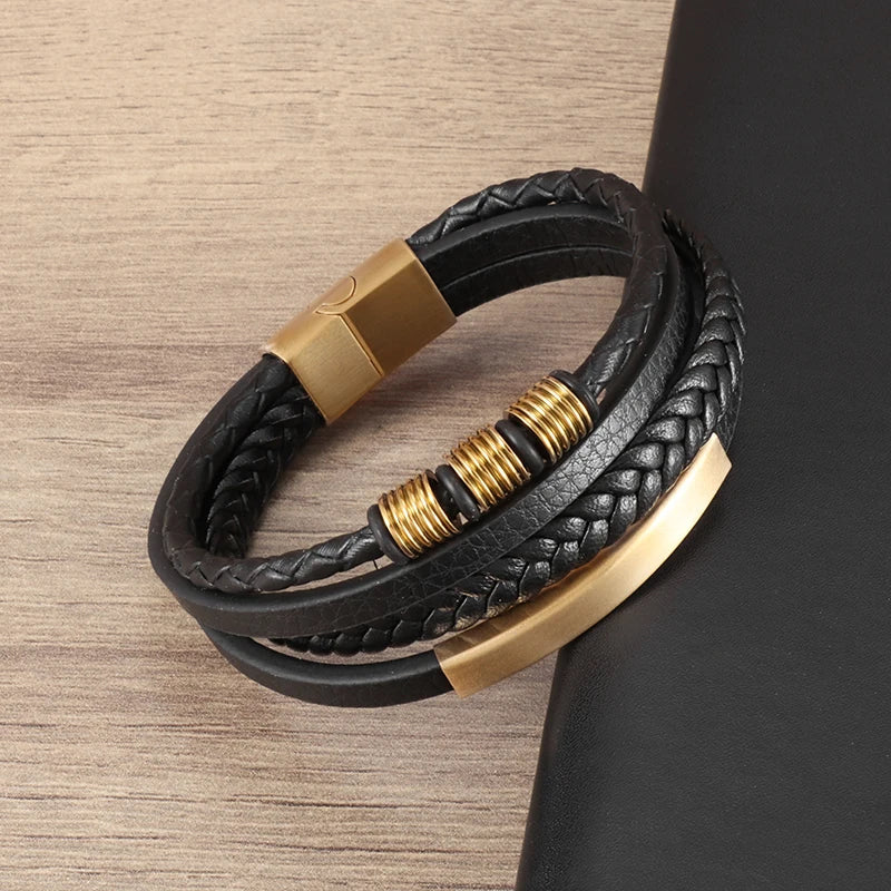 Pulseira de Couro com Fivela de Metal Estilo Motociclista Rock Party