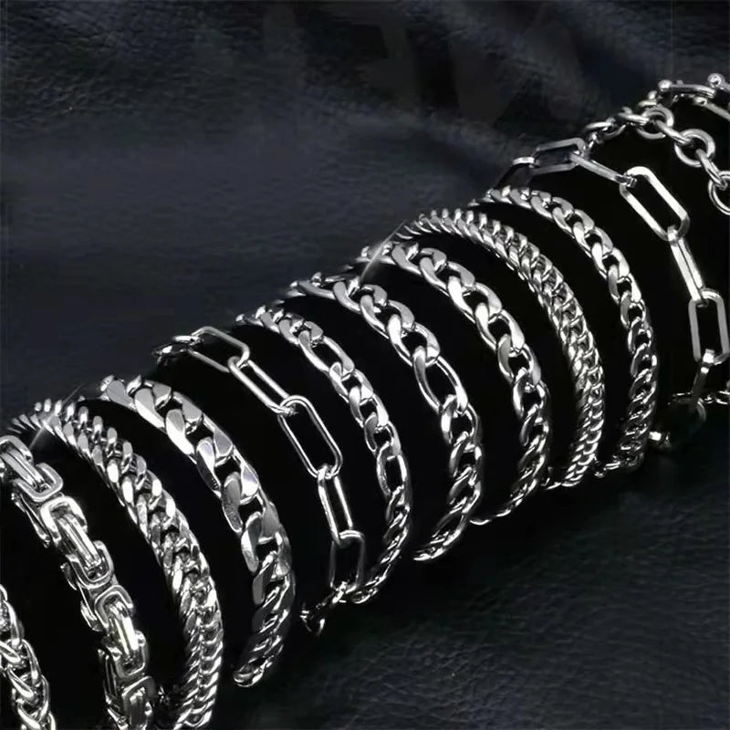 Pulseira Masculina de Corrente Cubana de Aço Inoxidável Viking Kpop Unisses