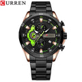Relógio Masculino Pulseira de Aço Inoxidável CURREN Mostrador Luminoso