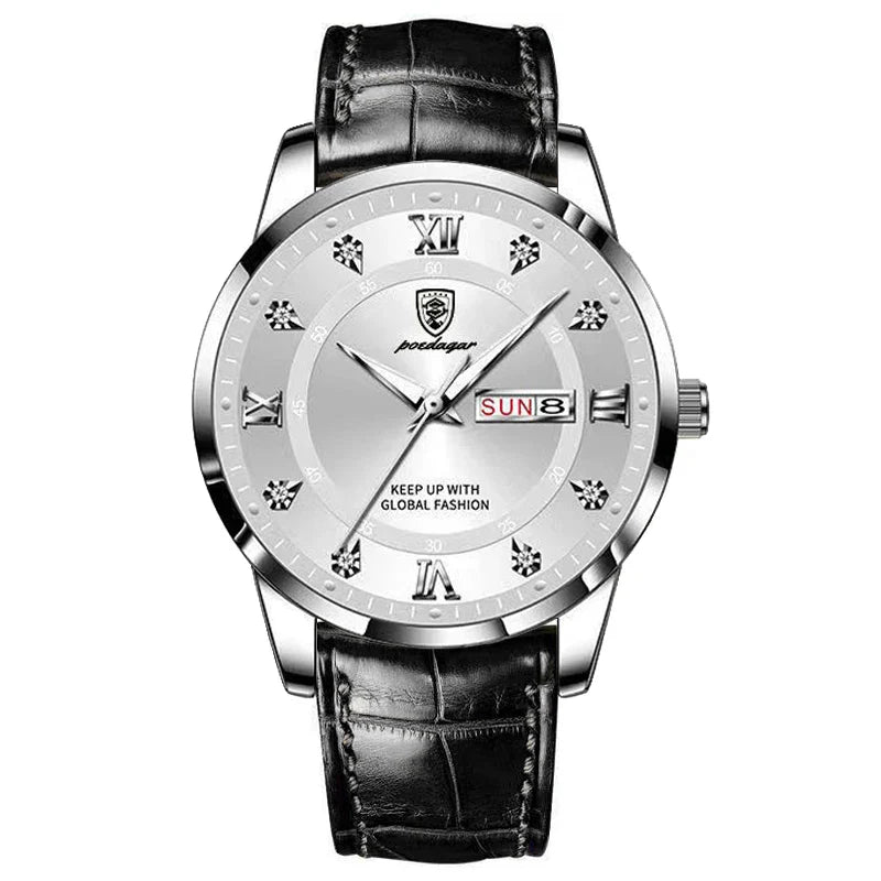 Relógio Masculino de Luxo, resistente à água com Pulseira de Couro
