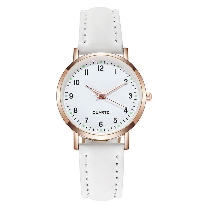 Relógio Feminino de Quartzo de Luxo Luz de Fundo com Pulseira de Couro