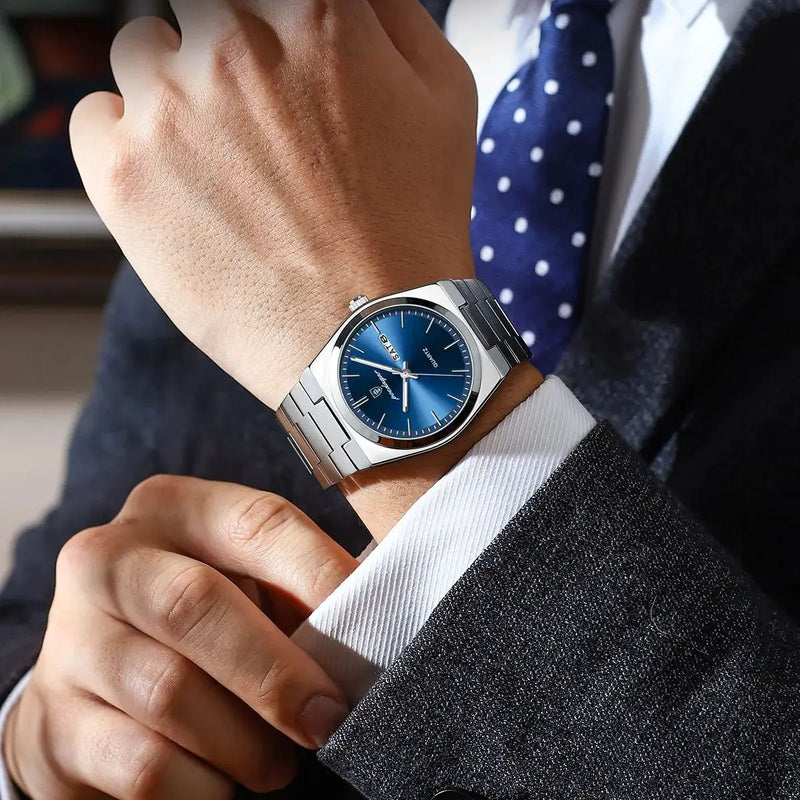 Relógio Masculino de Luxo POEDAGAR de Quartzo com Pulseira de Aço Inoxidável à Prova D'Água