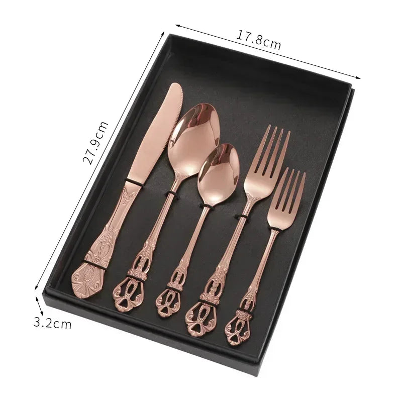 Conjunto de Talheres de Aço Inoxidável Dourado Royal European