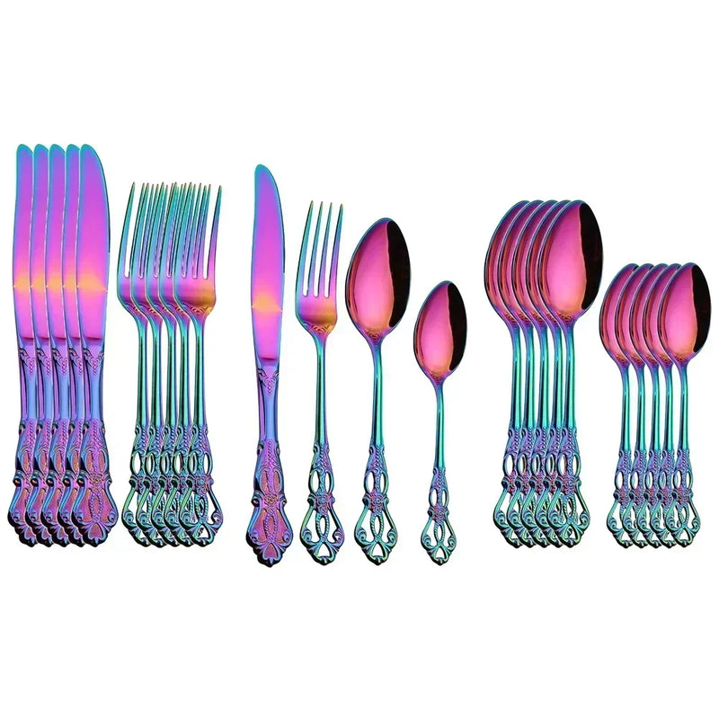 Conjunto de Talheres de Aço Inoxidável Dourado Royal European