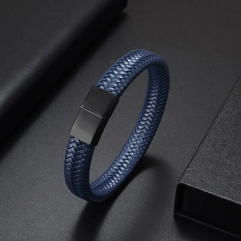 Pulseira de Couro com Fivela de Metal Estilo Motociclista Rock Party