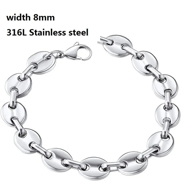 Pulseira Masculina de Corrente Cubana de Aço Inoxidável Viking Kpop Unisses