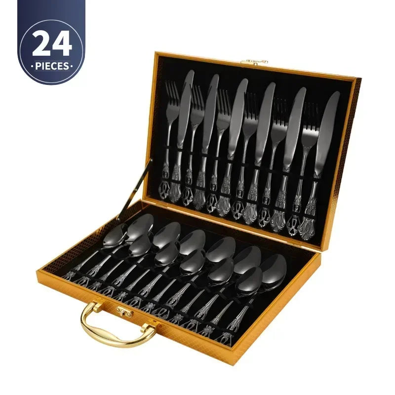 Conjunto de Talheres de Aço Inoxidável Dourado Royal European