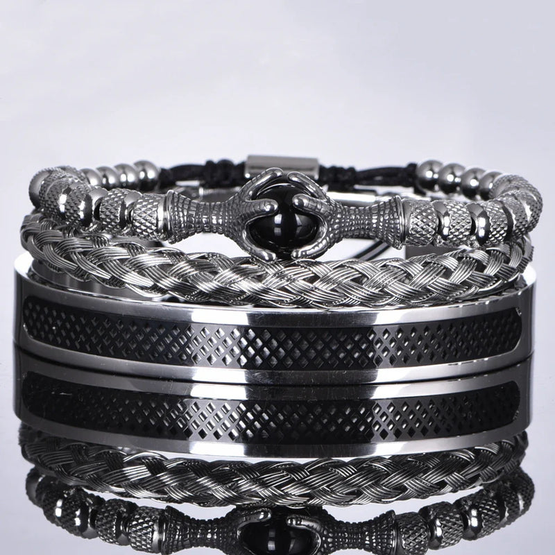 Pulseira de Corda e Aço Inoxidável Tigereye