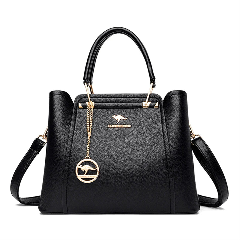 Bolsas Feminina Luxo de Couro Macio 3 Camadas Ombro Crossbody