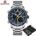 Relógio Masculino Quartzo Militar NAVIFORCE de Luxo Pulseira de Aço À Prova D' Água