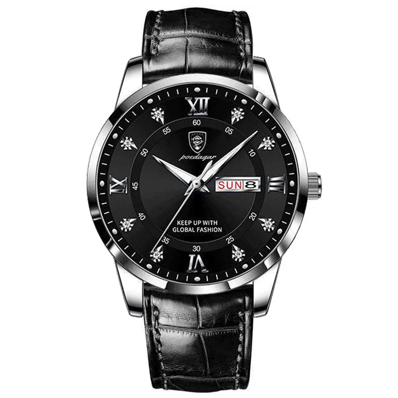 Relógio Masculino de Luxo, resistente à água com Pulseira de Couro