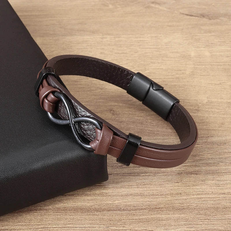 Pulseira de Couro com Fivela de Metal Estilo Motociclista Rock Party