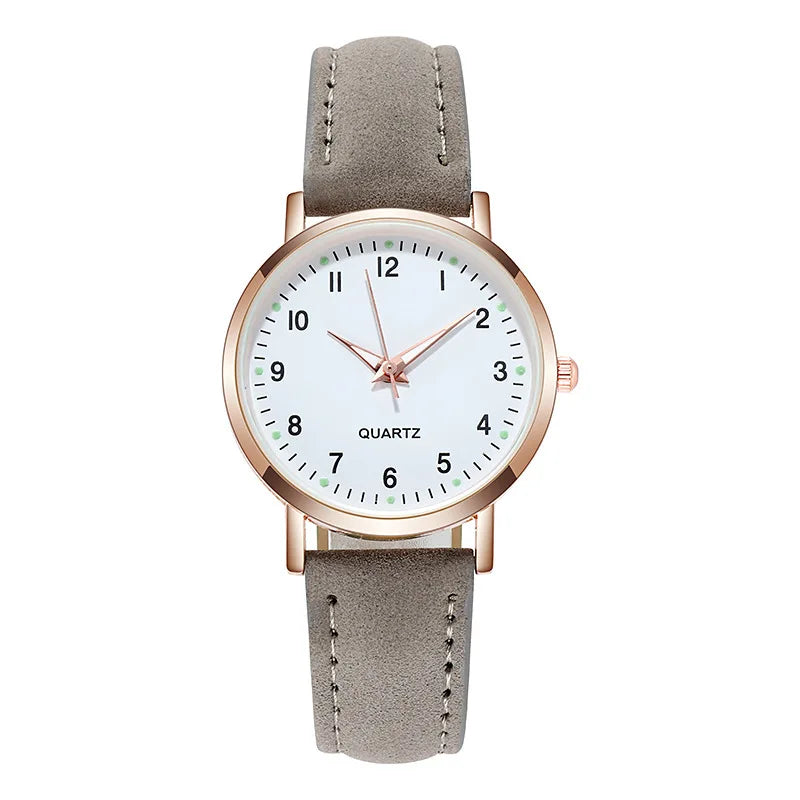Relógio Feminino de Quartzo de Luxo Luz de Fundo com Pulseira de Couro