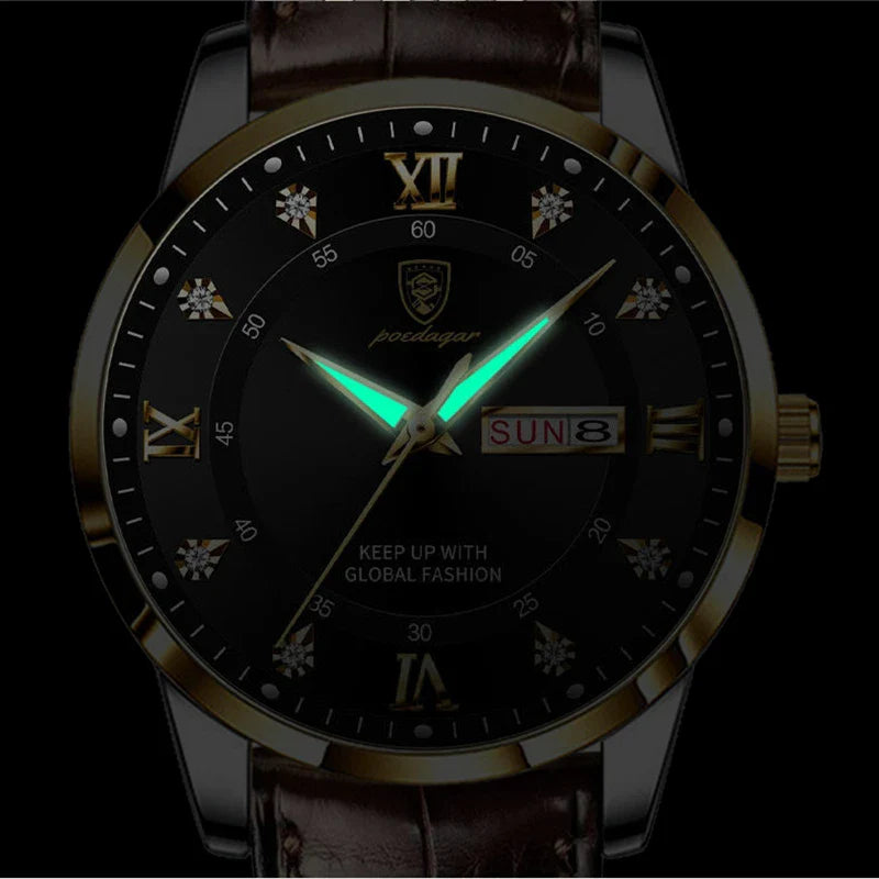 Relógio Masculino de Luxo, resistente à água com Pulseira de Couro