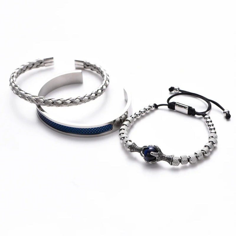 Pulseira de Corda e Aço Inoxidável Tigereye