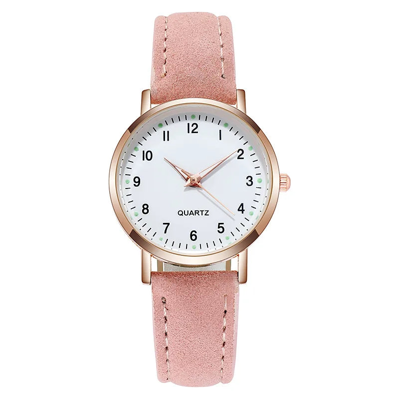 Relógio Feminino de Quartzo de Luxo Luz de Fundo com Pulseira de Couro