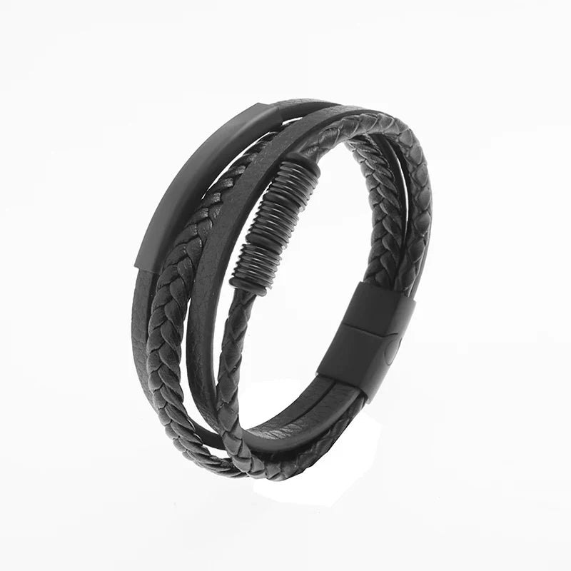 Pulseira de Couro com Fivela de Metal Estilo Motociclista Rock Party