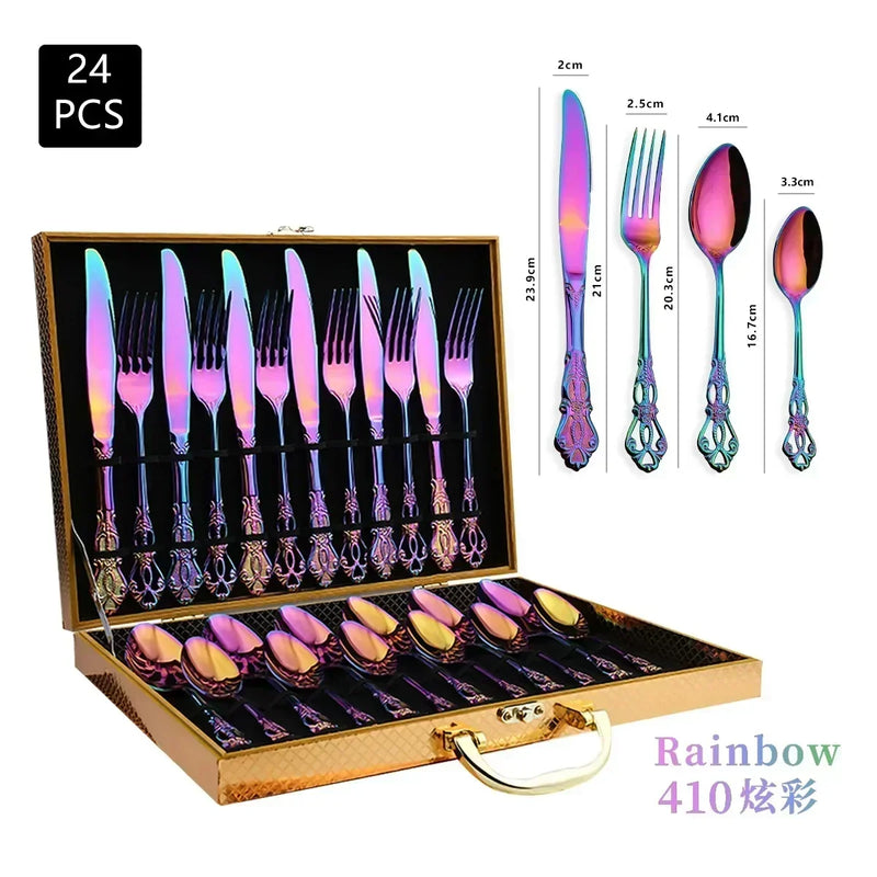 Conjunto de Talheres de Aço Inoxidável Dourado Royal European