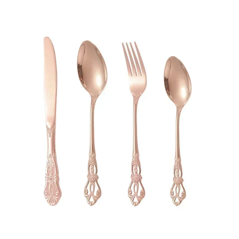 Conjunto de Talheres de Aço Inoxidável Dourado Royal European