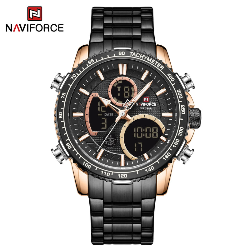 Relógio Masculino Quartzo Militar NAVIFORCE de Luxo Pulseira de Aço À Prova D' Água