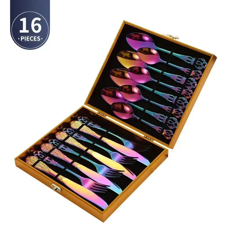 Conjunto de Talheres de Aço Inoxidável Dourado Royal European