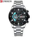 Relógio Masculino Pulseira de Aço Inoxidável CURREN Mostrador Luminoso