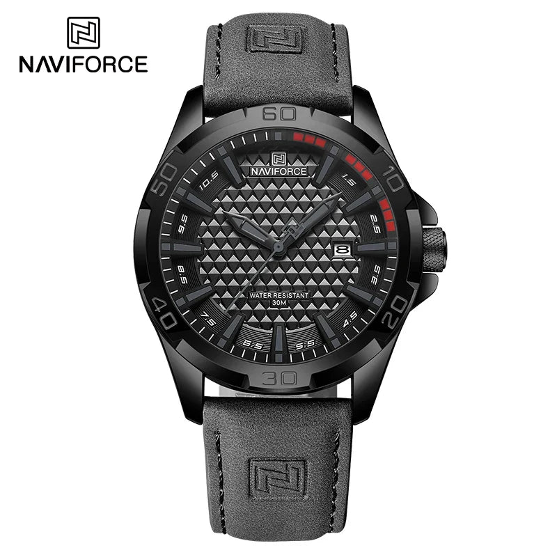 Relógio Masculino de Quartzo NAVIFORCE Pulseira de Couro Impermeável