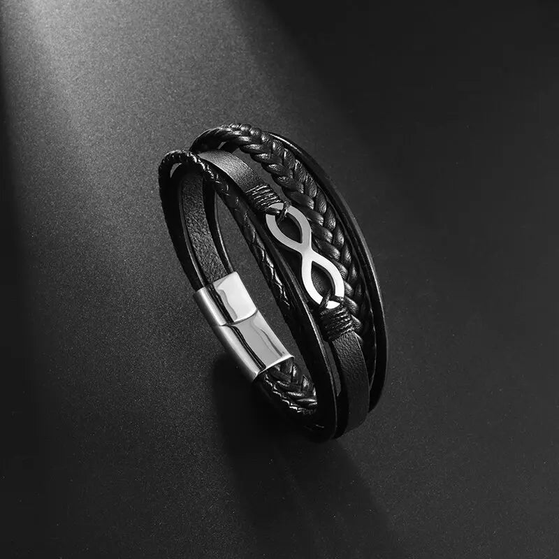 Pulseira de Couro com Fivela de Metal Estilo Motociclista Rock Party