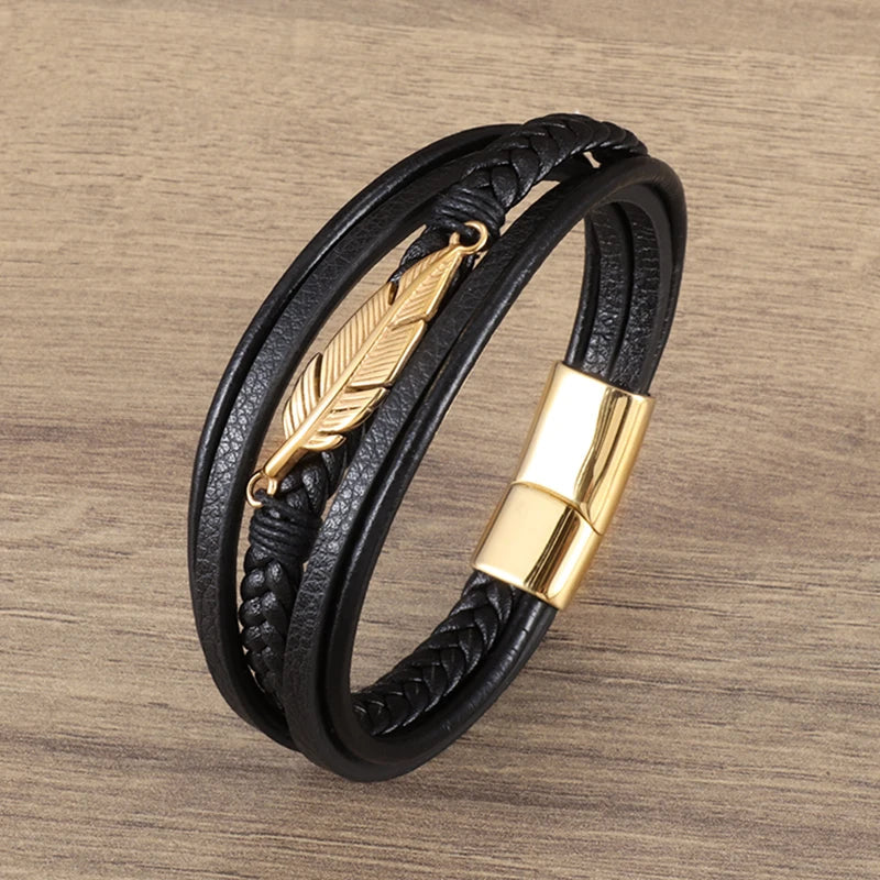 Pulseira de Couro com Fivela de Metal Estilo Motociclista Rock Party