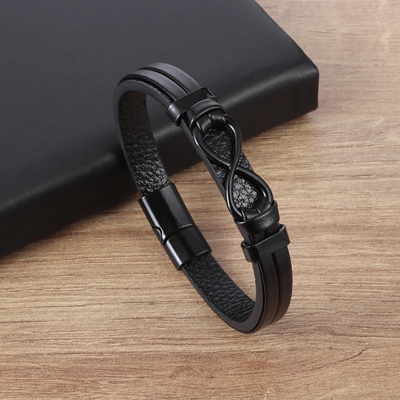 Pulseira de Couro com Fivela de Metal Estilo Motociclista Rock Party
