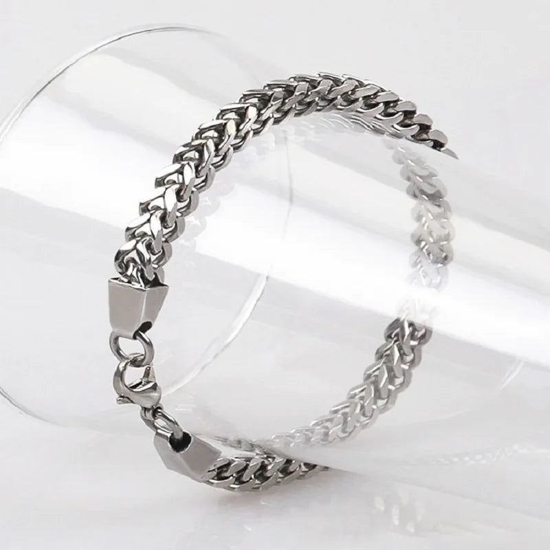 Pulseira Masculina de Corrente Cubana de Aço Inoxidável Viking Kpop Unisses