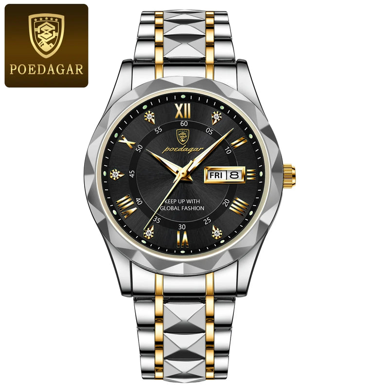 Relógio Masculino POEDAGAR à Prova D' Água Pulseira de Aço Inoxidável