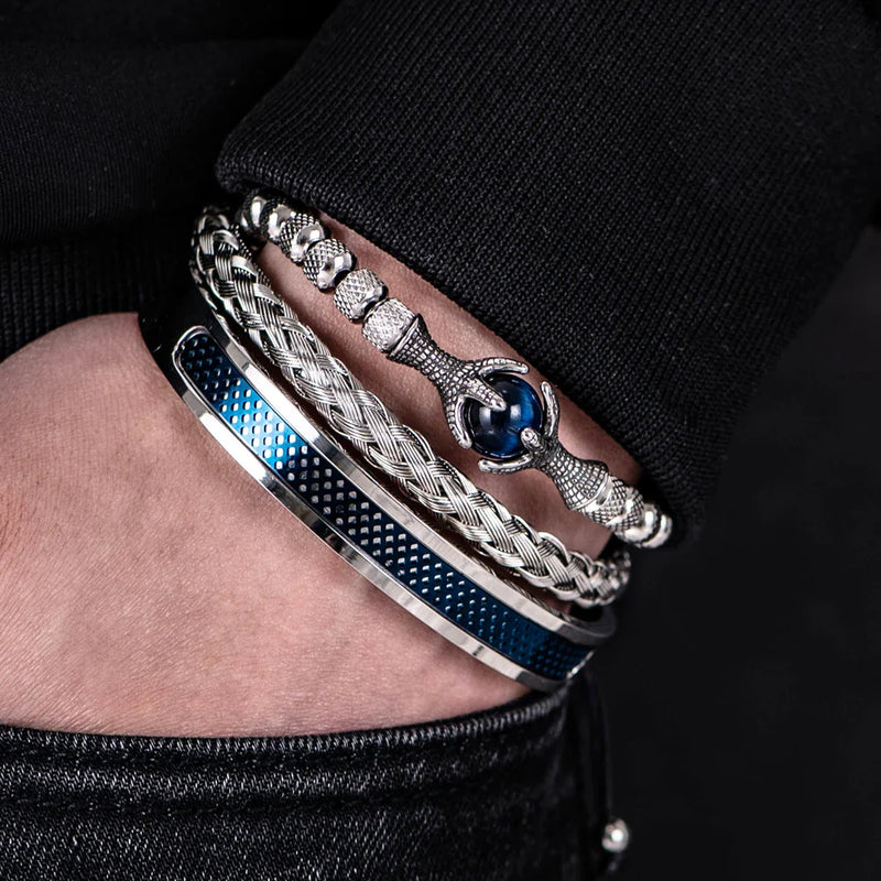 Pulseira de Corda e Aço Inoxidável Tigereye