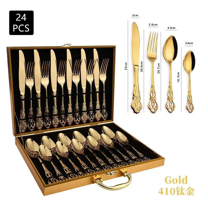 Conjunto de Talheres de Aço Inoxidável Dourado Royal European