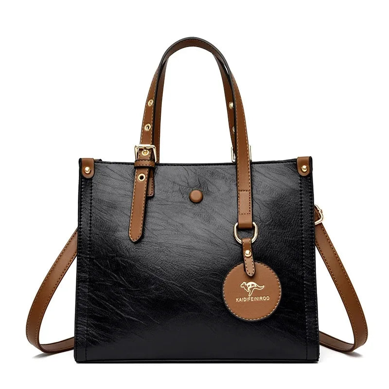 Bolsas Feminina Luxo de Couro Macio 3 Camadas Ombro Crossbody