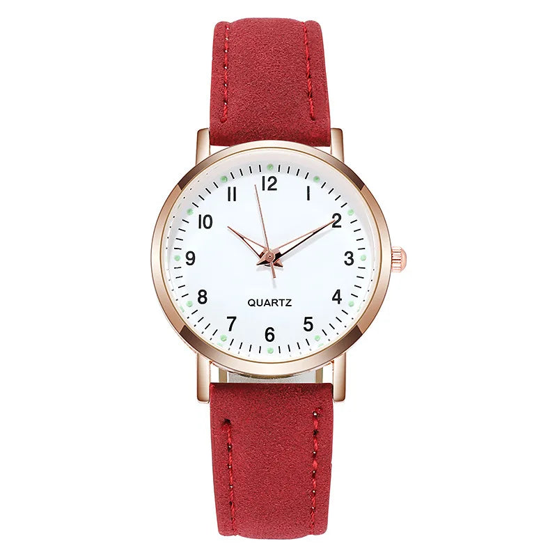 Relógio Feminino de Quartzo de Luxo Luz de Fundo com Pulseira de Couro