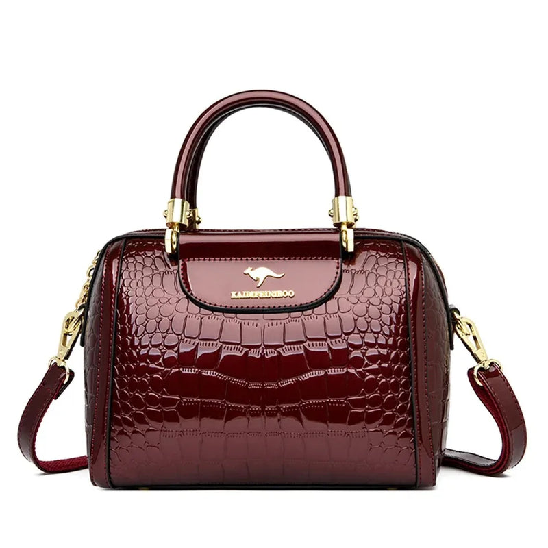 Bolsas Feminina Luxo de Couro Macio 3 Camadas Ombro Crossbody