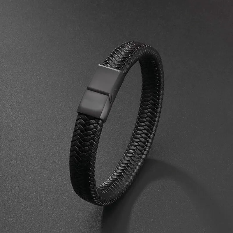 Pulseira de Couro com Fivela de Metal Estilo Motociclista Rock Party