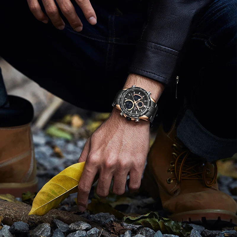 Relógio Masculino Quartzo Militar NAVIFORCE de Luxo Pulseira de Aço À Prova D' Água