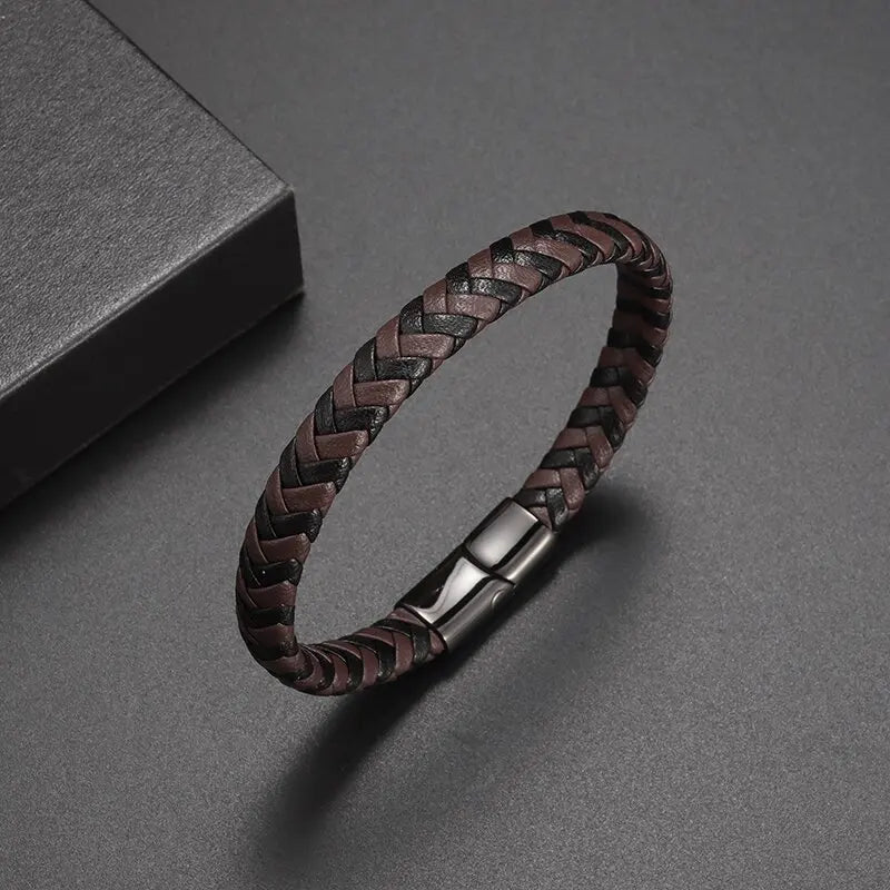 Pulseira de Couro com Fivela de Metal Estilo Motociclista Rock Party